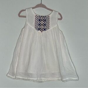 Artisan Ny White Tank Top with Navy & Pink Embroidery